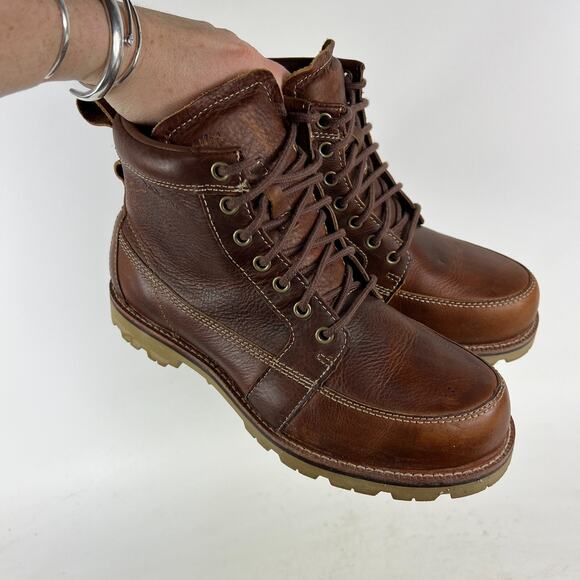LLBean brown leather East Point Oxfords us men’s size 8 moc toe waterproof boots - Picture 11 of 12